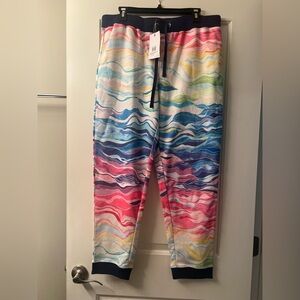 Erin Condren Layers Colorful Wave Pattern Jogger Pants MEDIUM NWT